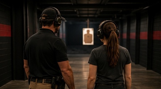 Instructor and student at the range